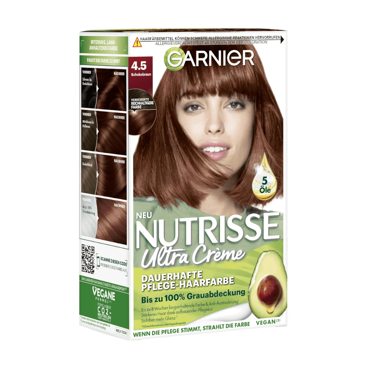Garnier Nutrisse Ultra Creme Haarfarbe 4.5 Schokobraun, 1 Stk