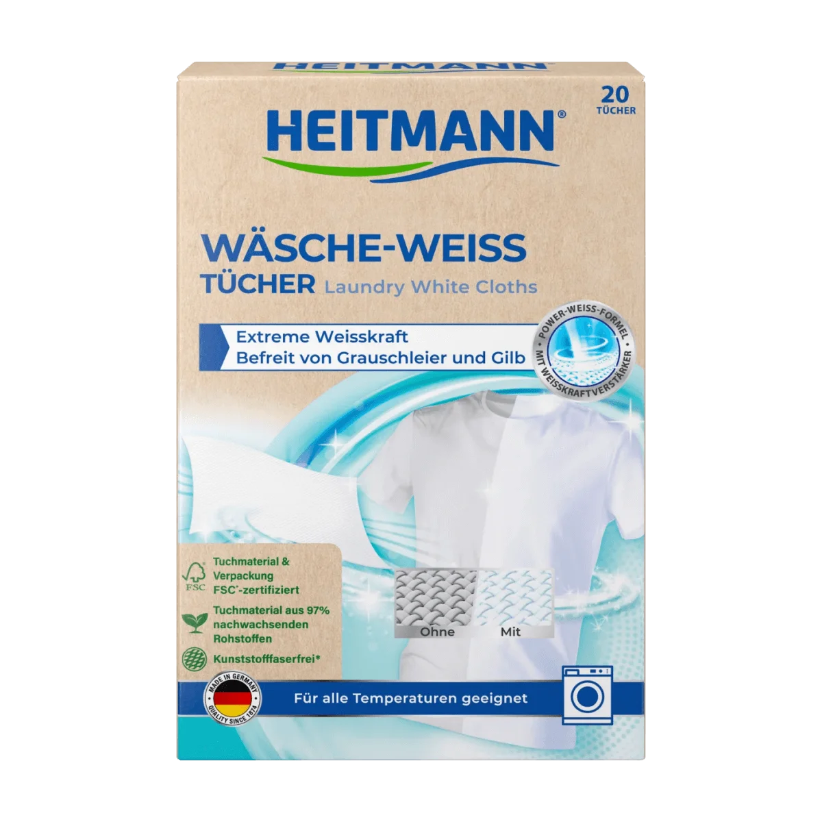 Heitmann Wäsche Weiß-Tücher, 20 Stk