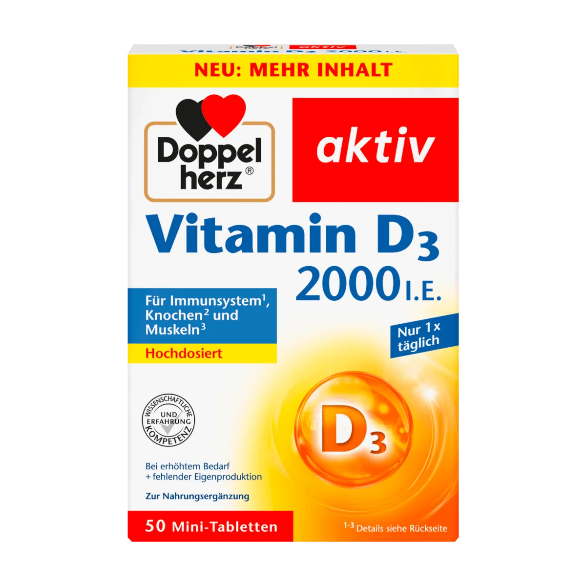 Doppelherz Vitamin D3 2000IE Tabletten, 50 Stk