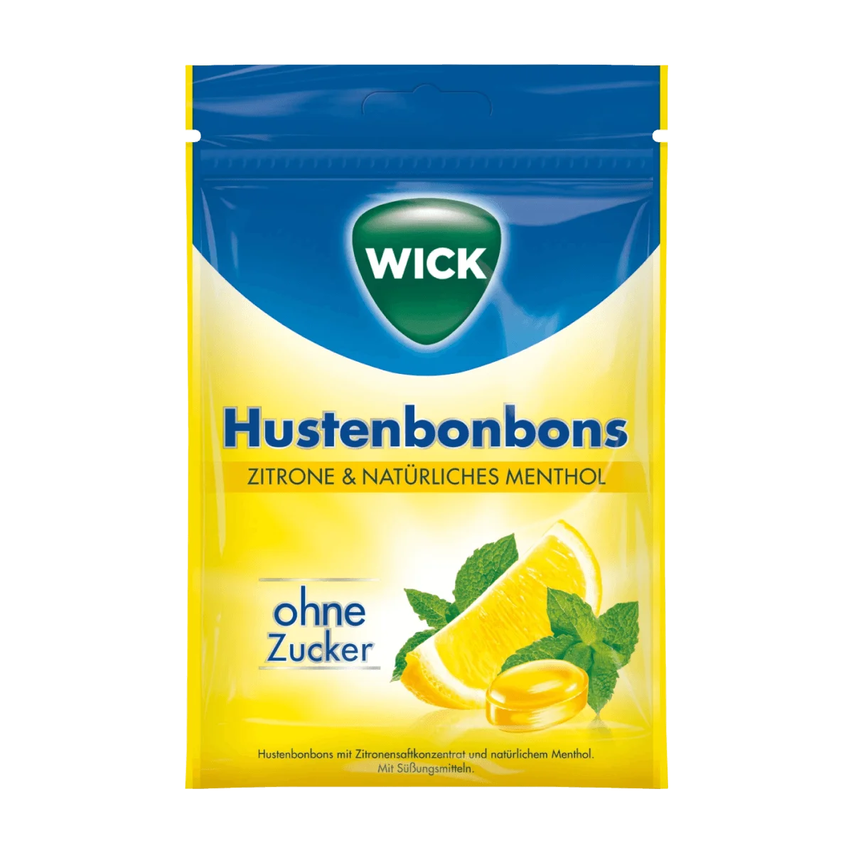 Wick Hustenbonbon, Zitrone & Menthol, 72 g