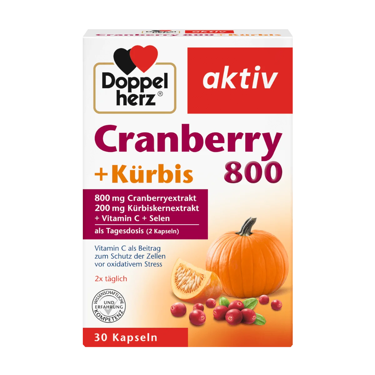Doppelherz Cranberry + Kürbis + Vitamin C + Selen Kapseln, 30 Stk