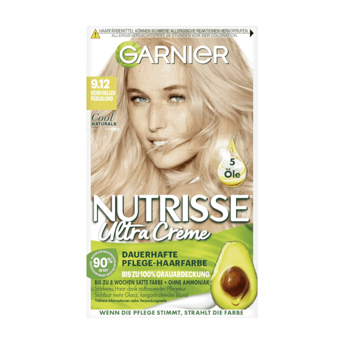 Garnier Nutrisse Ultra Creme Haarfarbe 9.12 Sehr Helles Perlblond, 1 Stk
