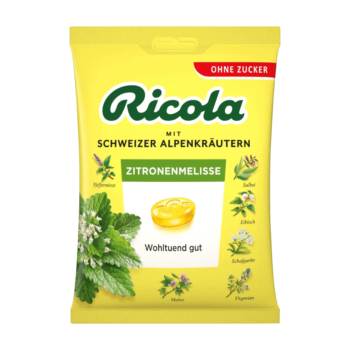 Ricola Bonbon, Zitronenmelisse ohne Zucker, 75 g