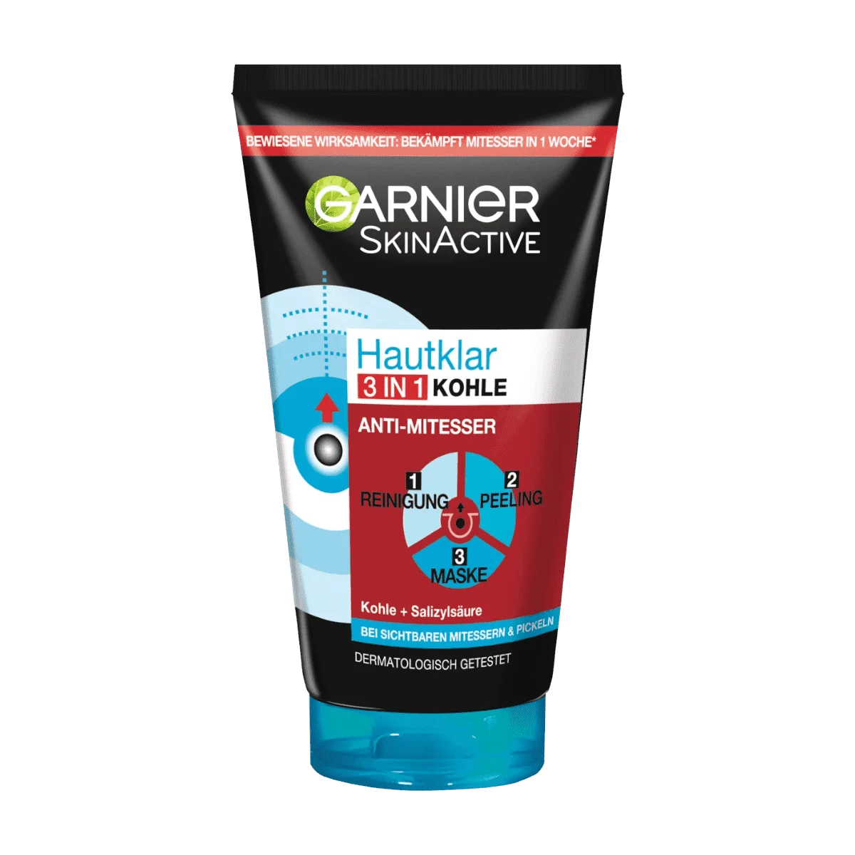 Garnier SkinActive Hautklar Reinigungsgel 3in1 Kohle, 150 ml