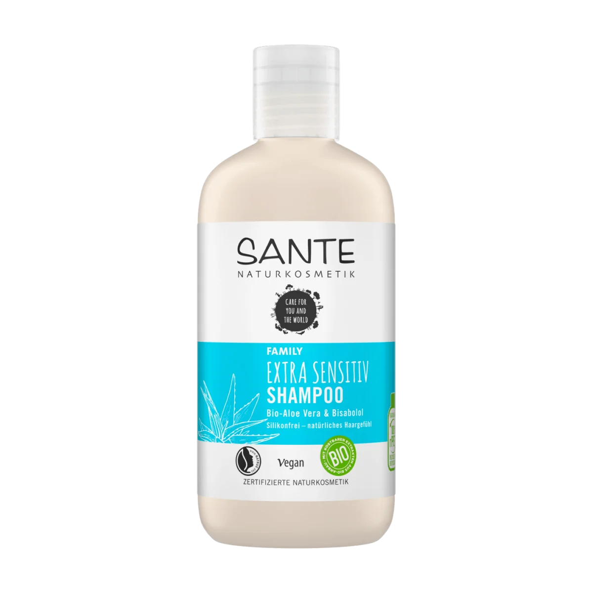 SANTE NATURKOSMETIK Shampoo Extra Sensitiv Family Bio-Aloe Vera & Bisabolol, 250 ml