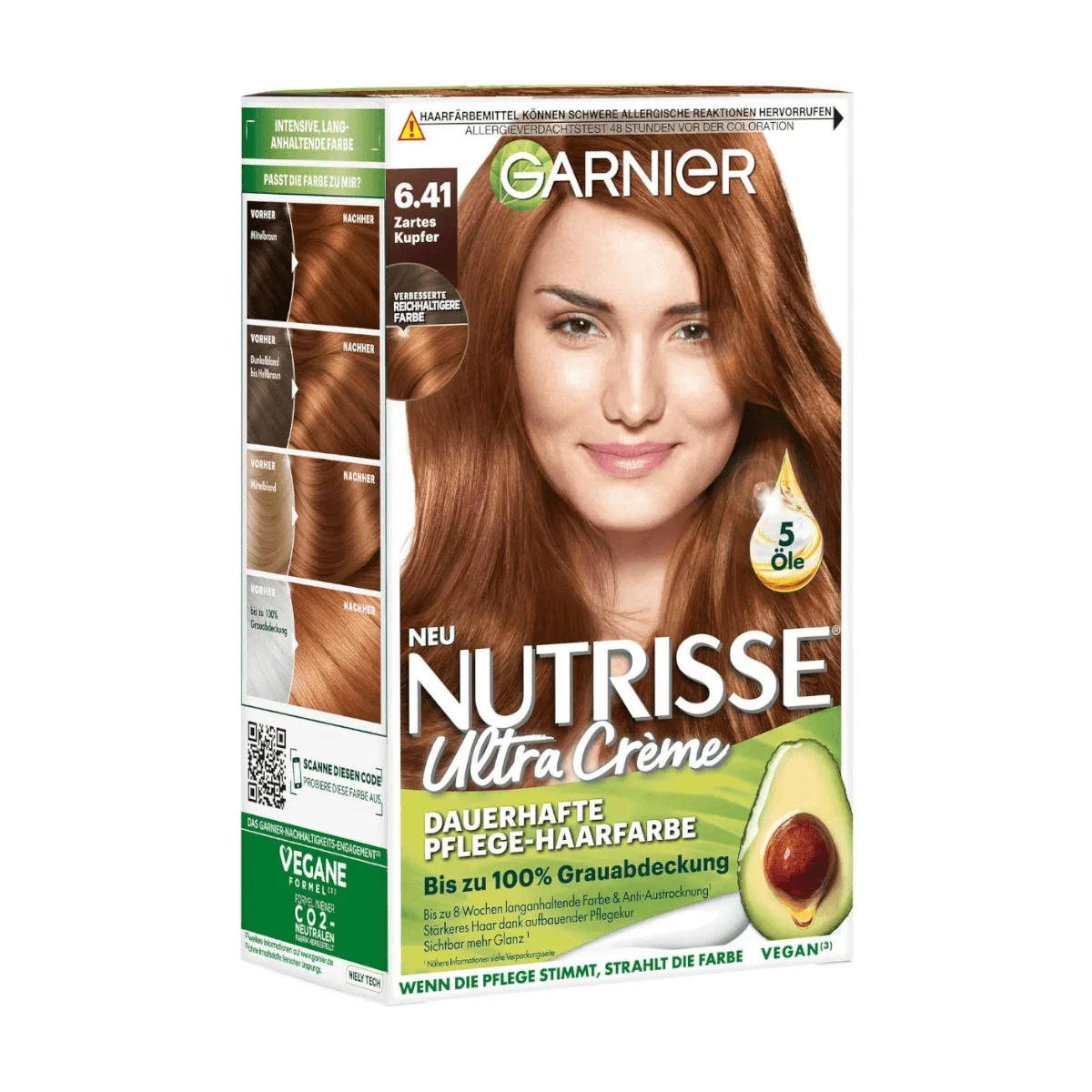 Garnier Nutrisse Ultra Creme Haarfarbe 6.41 Zartes Kupfer, 1 Stk