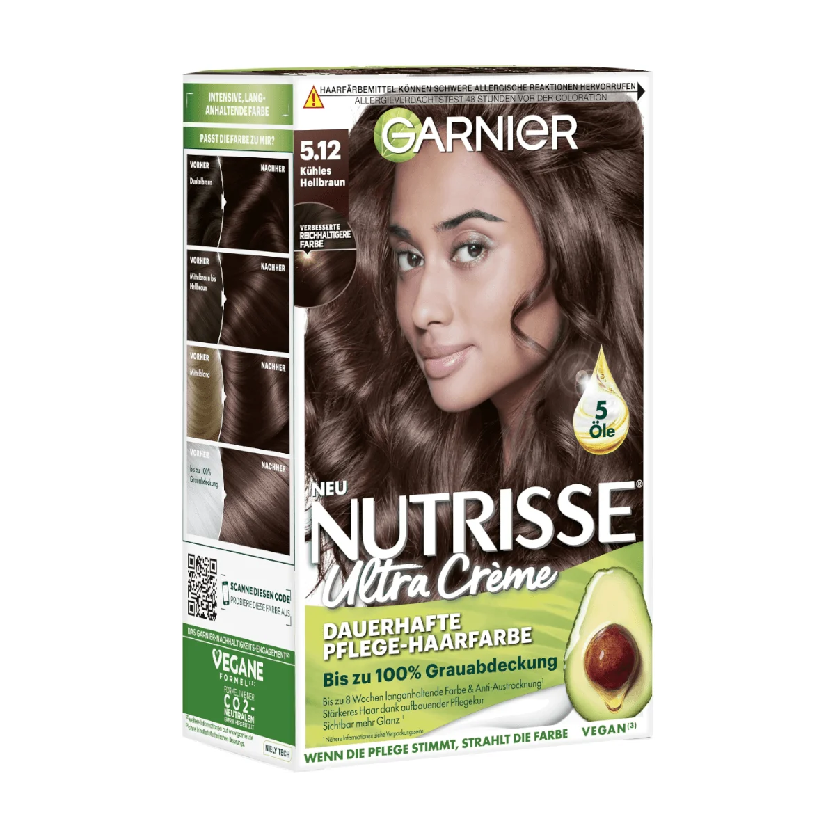 Nutrisse Garnier Pflege-Haarfarbe 5.12 Hellbraun, Kühles
