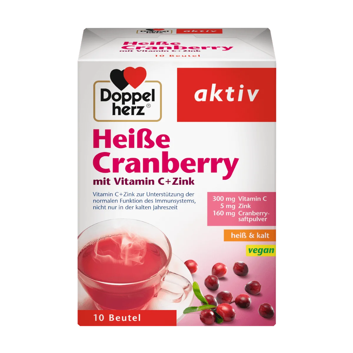 Doppelherz Heiße Cranberry mit Vitamin C + Zink, 10 Beutel