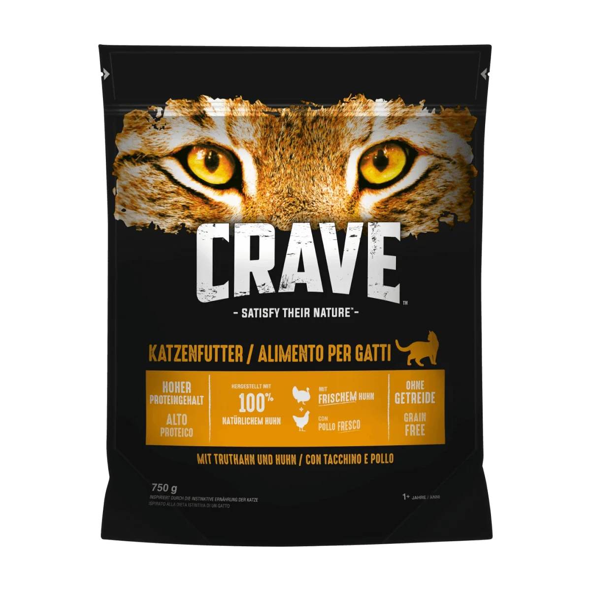 Crave Trockenfutter Katze mit Truthahn & Huhn, Adult, 750 g