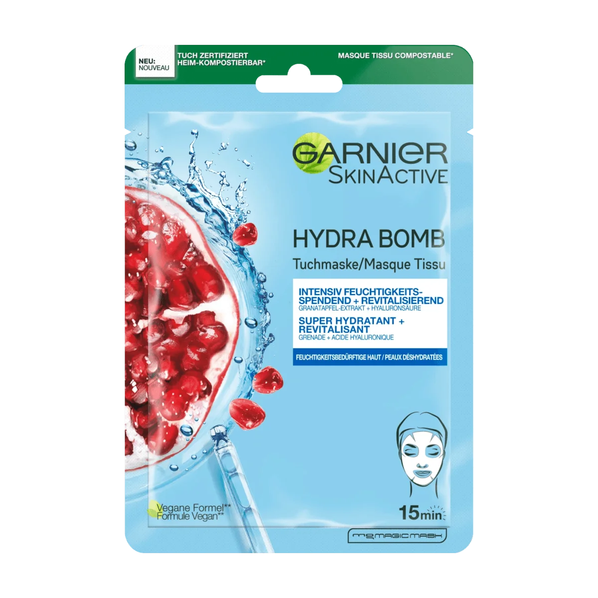 Garnier SkinActive Hydra Bomb Tuchmaske Granatapfel, 1 Stk
